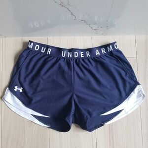 Under Armour Shorts‎ Womens Large Navy Running Blue HeatGear Athletic Gym Short